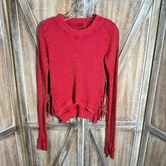 Free People FP One Cropped Interlaken Top in Red - Picture 4 of 9